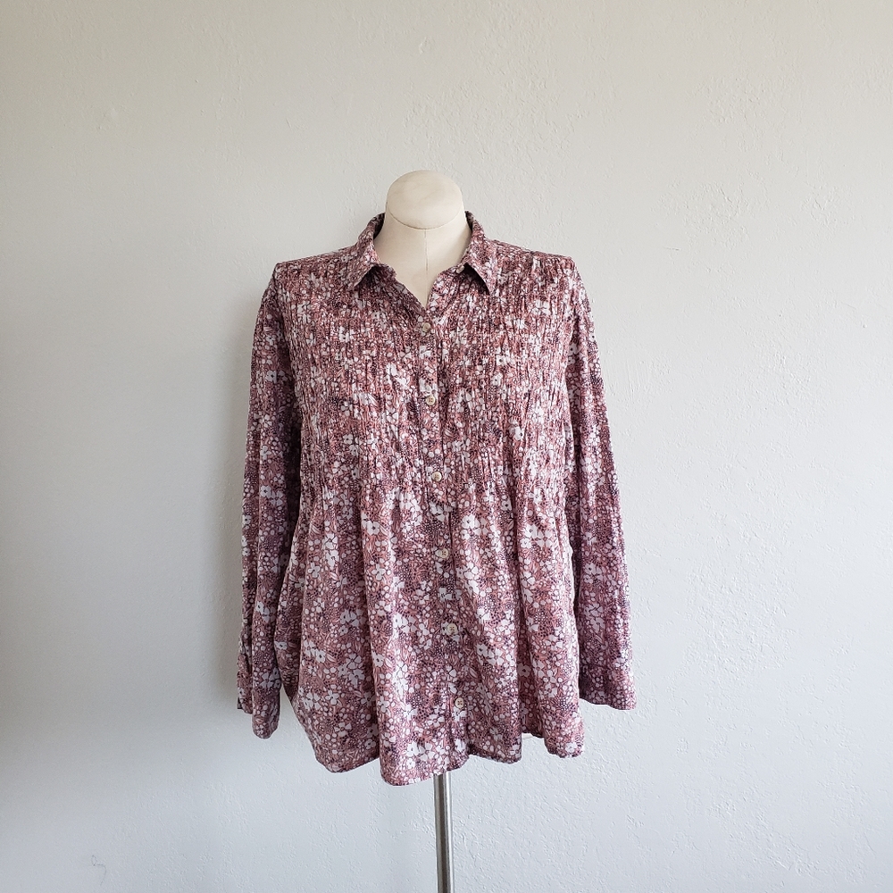 Anthropologie Pilcro Floral Smocked Blouse